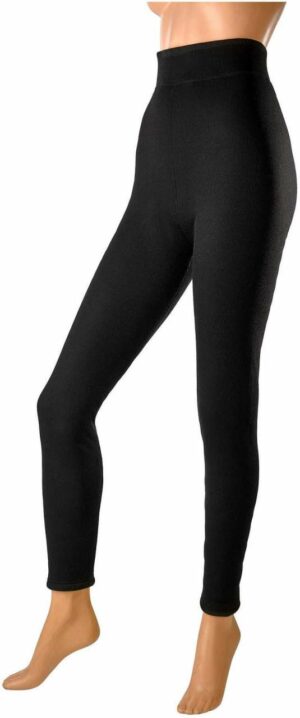 Damen Thermoleggings mit Teddyfleece-Futter schwarz S-M