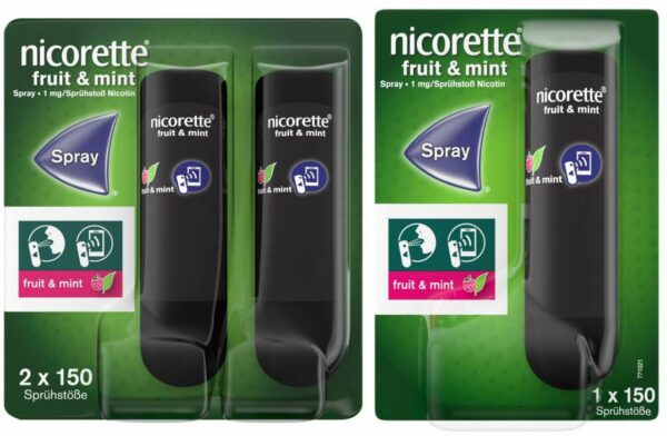Nicorette Fruit & Mint Spray 1 mg 2 Stück + Nicorette Fruit & Mint 1 mg 1 Stück