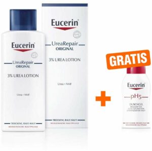 EUCERIN UreaRepair ORIGINAL Lotion 3 % 250 ml + gratis pH 5 empfindliche Haut Duschgel 50 ml