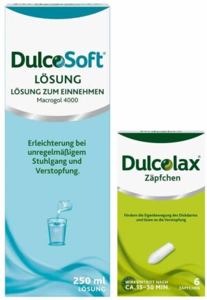 Dulcosoft Lösung 250 ml + Dulcolax Suppositorien 6 Stück