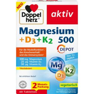 Doppelherz aktiv Magnesium + D3 + K2 500 DEPOT