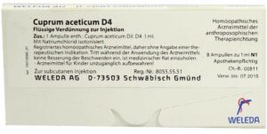 Cuprum Aceticum D 4 Weleda 8 X 1 ml Ampullen