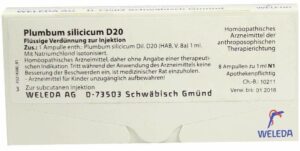 Plumbum Silicicum D 20 Ampullen 8 X 1 ml