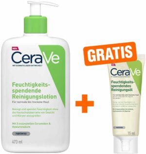 CeraVe Reinigungslotion 473 ml feuchtigkeitsspendend + gratis Reinigungsöl 15 ml