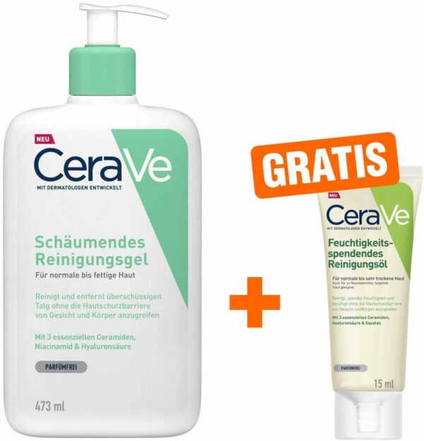 CeraVe Reinigungsgel 473 ml schäumend + gratis Reinigungsöl 15 ml