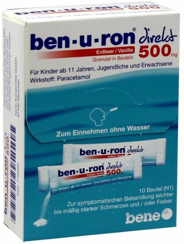 Ben-U-Ron Direkt 500 mg Erdbeer Granulat 10 Beutel