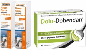 Sparset Erkältung 2 x Nasenspray Ratiopharm für Erwachsene 15 ml + Dolo Dobendan 1