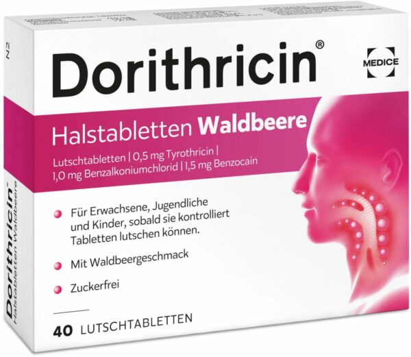 Dorithricin Halstabletten Waldbeere 40 Lutschtabletten