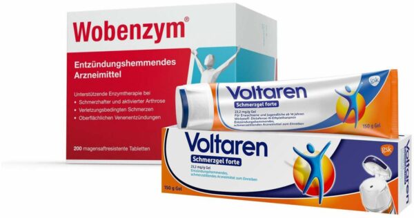 Sparset Voltaren forte 150 g + Wobenzym 200 Stück