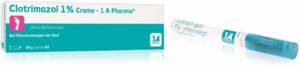 Clotrimazol 1% Creme 1A Pharma 50 g + gratis Desinfektionsmittel 10 ml