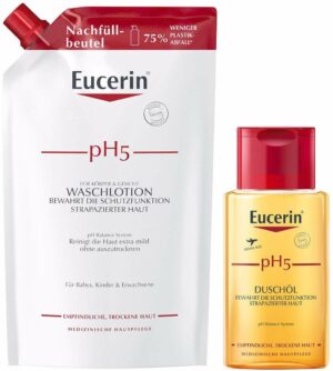 Eucerin pH5 Waschlotion 750 ml Nachfüllbeutel empfindliche Haut + gratis pH5 Duschöl 100 ml