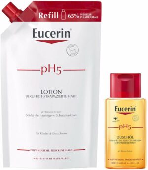 Eucerin pH5 Lotion 400ml Nachfüllbeutel empfindliche Haut + gratis pH5 Duschöl 100 ml