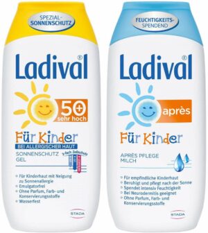 Ladival Sonnenschutz Gel bei Allergischer Haut für Kinder LSF 50+ 200 ml + Après Pflegemilch für Kinder 200 ml Lotion