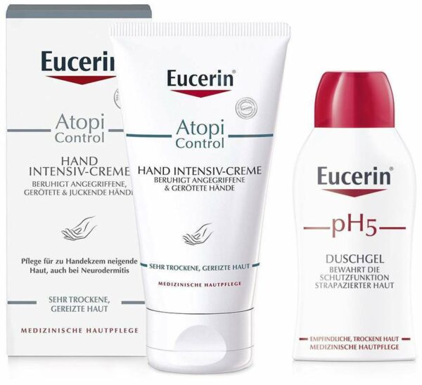 Eucerin AtopiControl Hand Intensiv 75 ml Creme + gratis pH 5 empfindliche Haut Duschgel 50 ml
