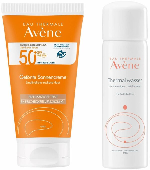 Avene Getönte Sonnencreme SPF 50+ 50 ml + gratis Avene Thermalwasser Spray 50 ml