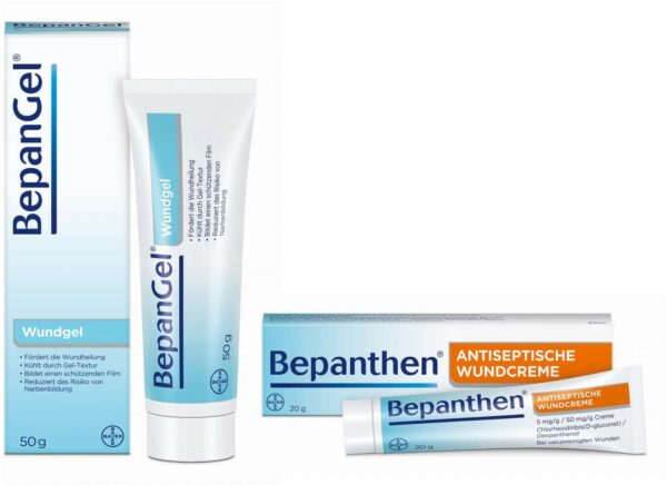 BepanGel Wundgel 50 g + Bepanthen Antiseptische Wundcreme 20 g