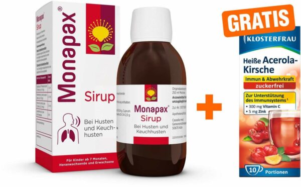 Monapax Sirup 250 ml + gratis heiße Acerola - Kirsche zfr. 10 Beutel