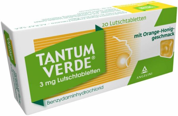 Tantum Verde 3 mg 20 Lutschtabletten mit Orange-Honiggeschmack