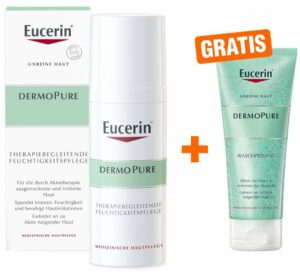 Eucerin DermoPure therapiebegleitende Feuchtigkeitspflege 50 ml + gratis Eucerin DermoPure Waschpeeling 100 ml