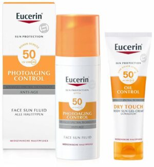 Eucerin Sun Fluid PhotoAging LSF 50 50 ml + gratis Body LSF50 50 ml Gel-Creme