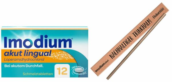 Imodium akut lingual 12 Schmelztabletten + gratis Trinkhalm