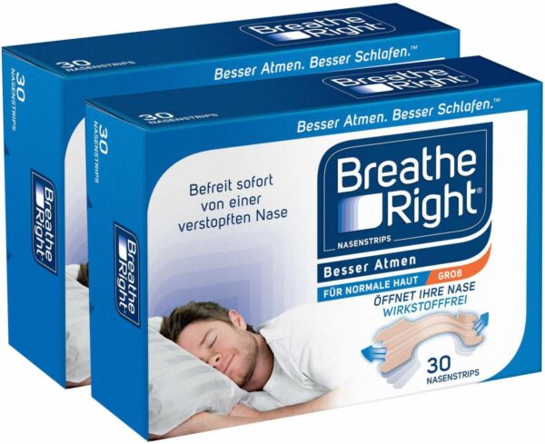 Besser Atmen Breathe Right Nasenpflaster gross beige 2 x 30 Stück