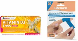 Vitamin D3 5600 XTRA Medibond 30 Soft Gums + gratis selbsthaftender Verband