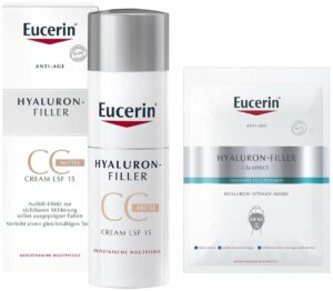 Eucerin Hyaluron Filler CC Cream mittel LSF15 50 ml Creme + gratis Anti Age Hyaluron Filler Intensiv Maske 1 Stück