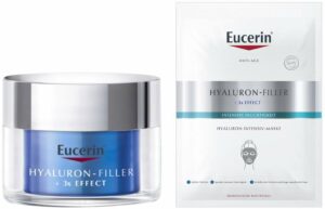Eucerin Hyaluron Filler Feuchtigkeitsbooster Nacht 50 ml Creme + gratis Anti Age Hyaluron Filler Intensiv Maske 1 Stück
