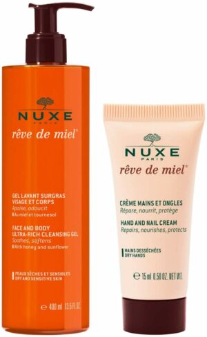 NUXE Reve de Miel Reinigungsgel für Gesicht & Körper 400 ml + gratis Hand- & Nagelcreme 15 ml