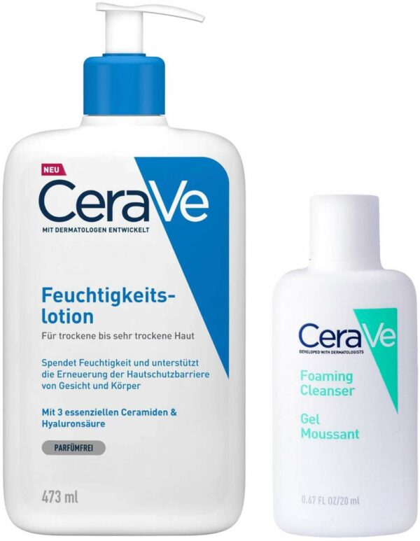 CeraVe Feuchtigkeitslotion 473 ml + gratis schäumendes Reinigungsgel 20 ml