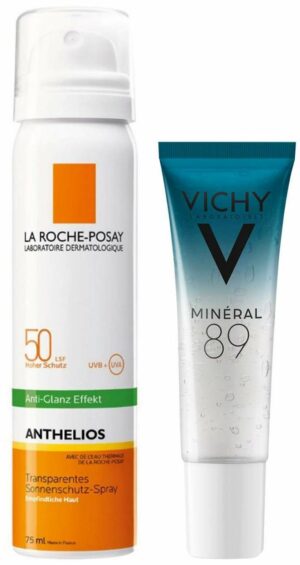 Roche Posay Anthelios transparent Gesichtsspray LSF50 75 ml + gratis Vichy Mineral 89 10 ml Probe