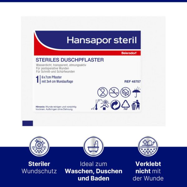 Hansapor STERILES DUSCHPFLASTER 6 x 7cm